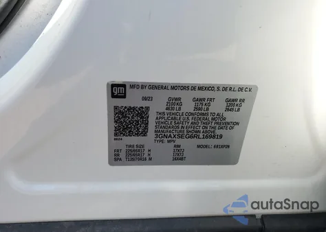 2024 Chevrolet Equinox Ls из США, поврежденный, VIN 3GNAXSEG6RL169819